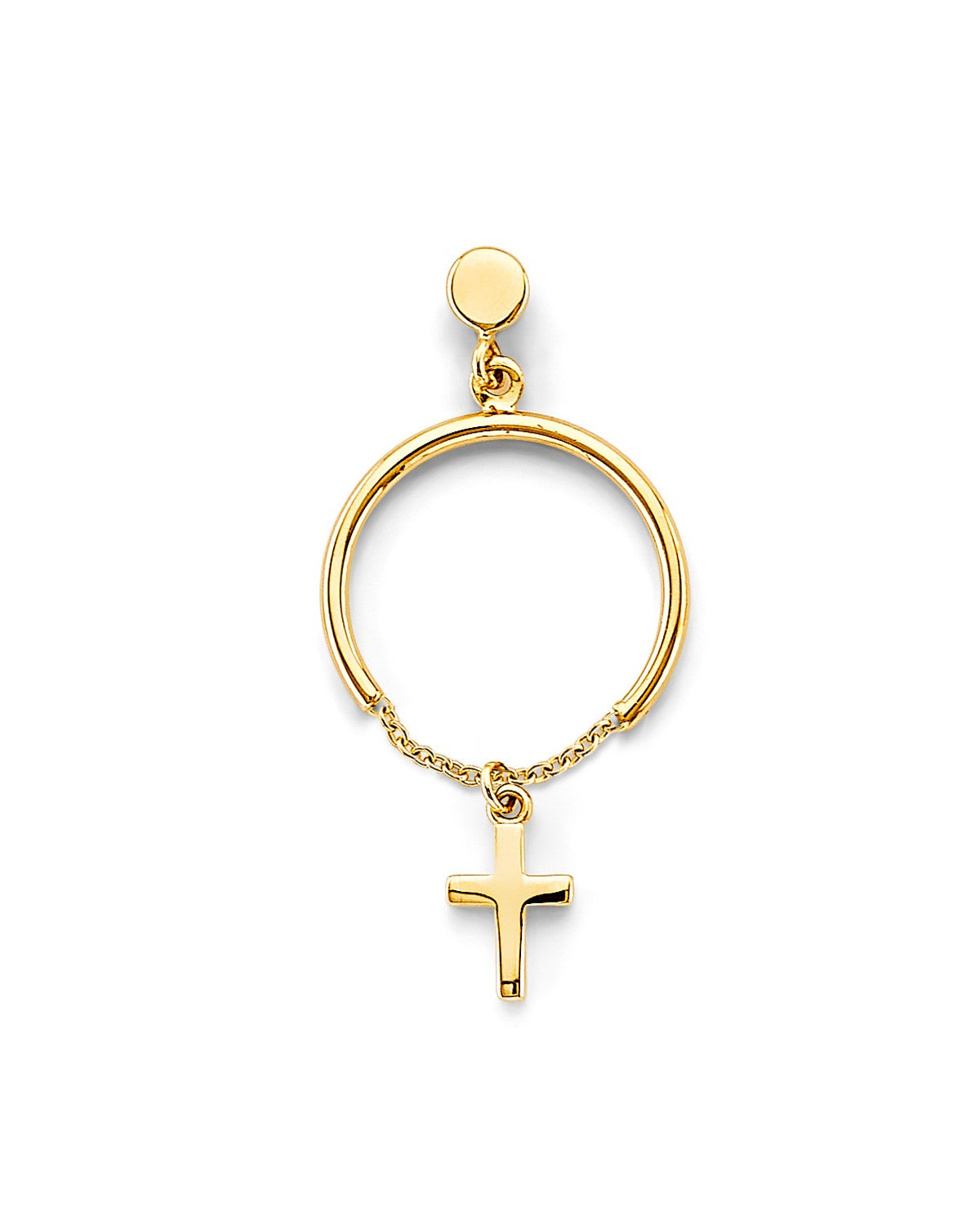 14K Yellow Gold Hanging Cross Earrings (ER-1835)