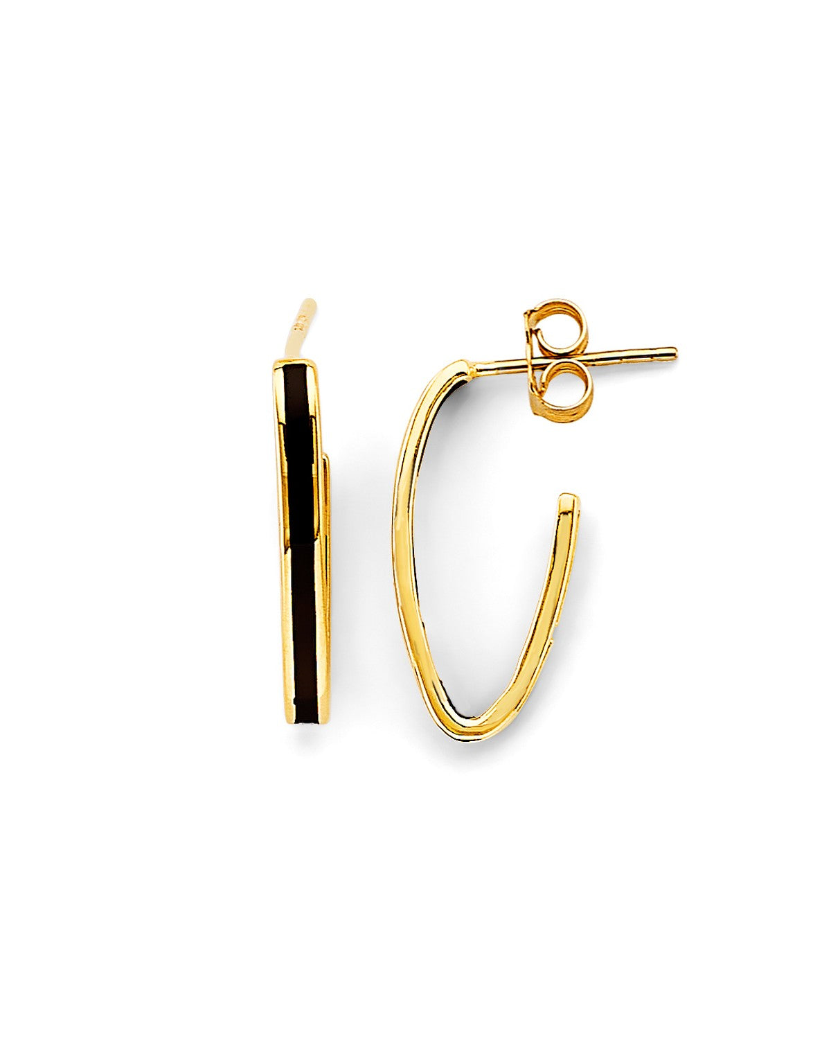 14K Yellow Gold Enamel Open Oval Hoop Earrings (ER-1836)