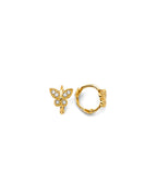 14K Yellow Gold Butterfly CZ Huggies Earrings (ER-1851)