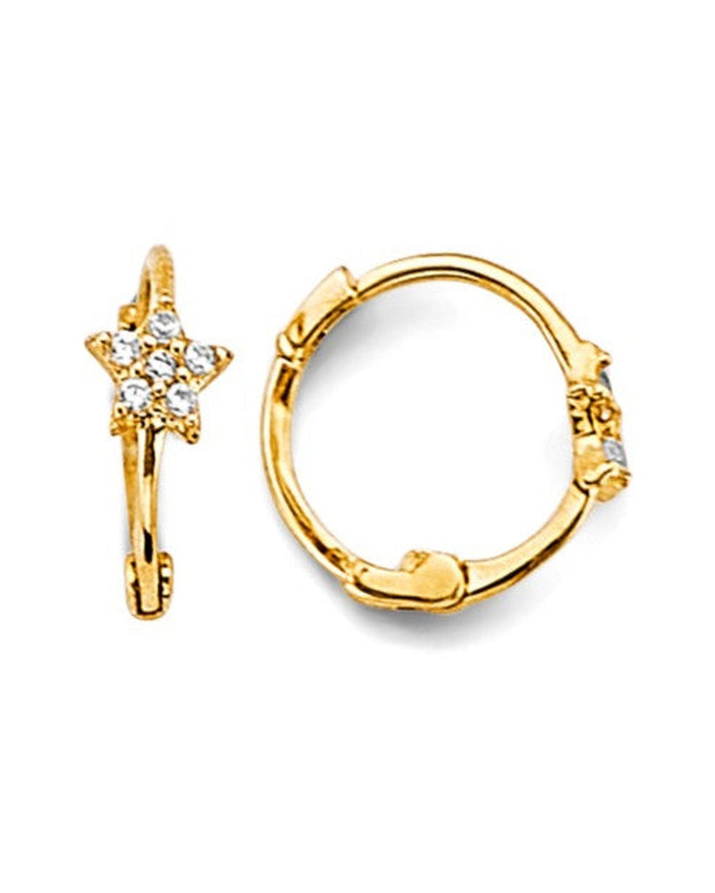 14K Yellow Gold CZ Huggies Earrings (ER-1852)
