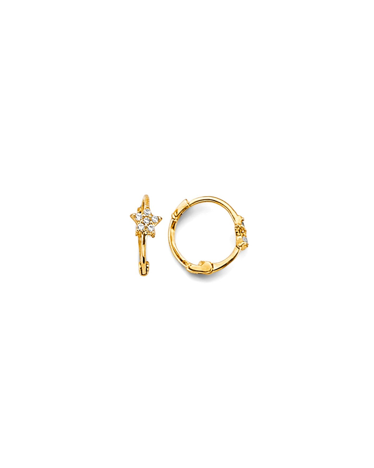 14K Yellow Gold CZ Huggies Earrings (ER-1852)