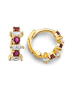 14K Yellow Gold CZ Huggies Earrings (ER-1854)