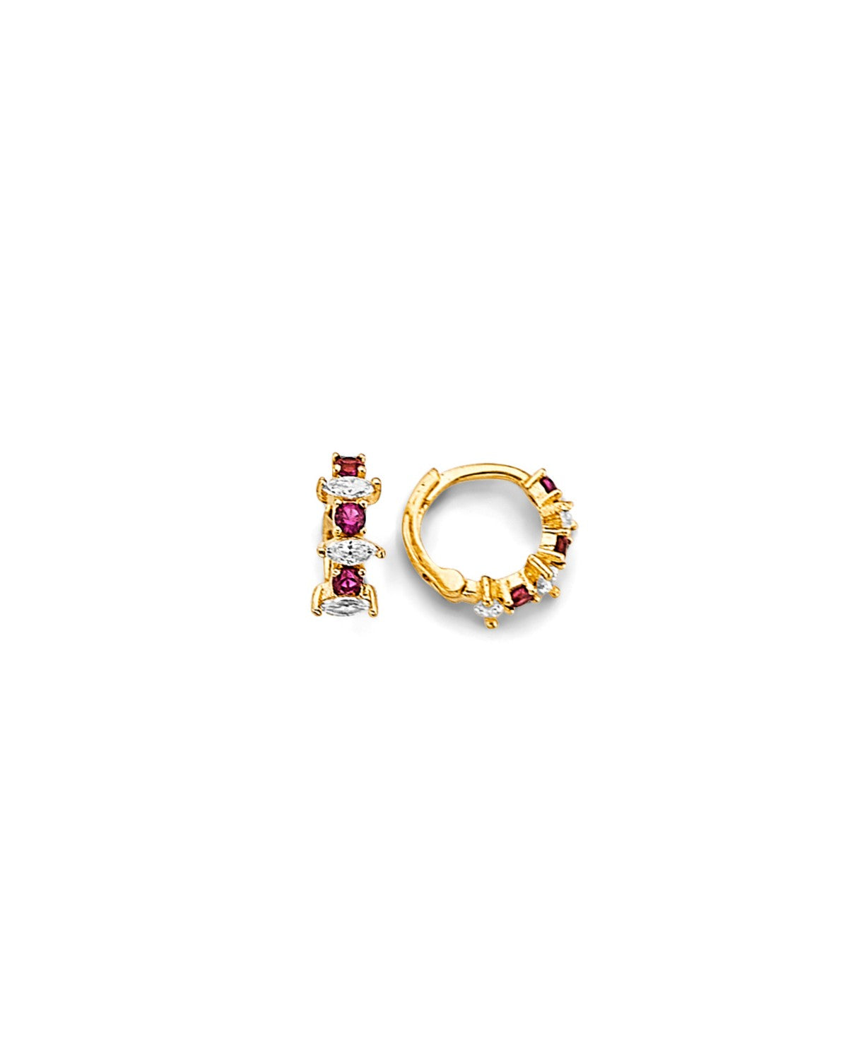 14K Yellow Gold CZ Huggies Earrings (ER-1854)