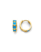 14K Yellow Gold Enamel Heart Huggies Earrings (ER-1858)