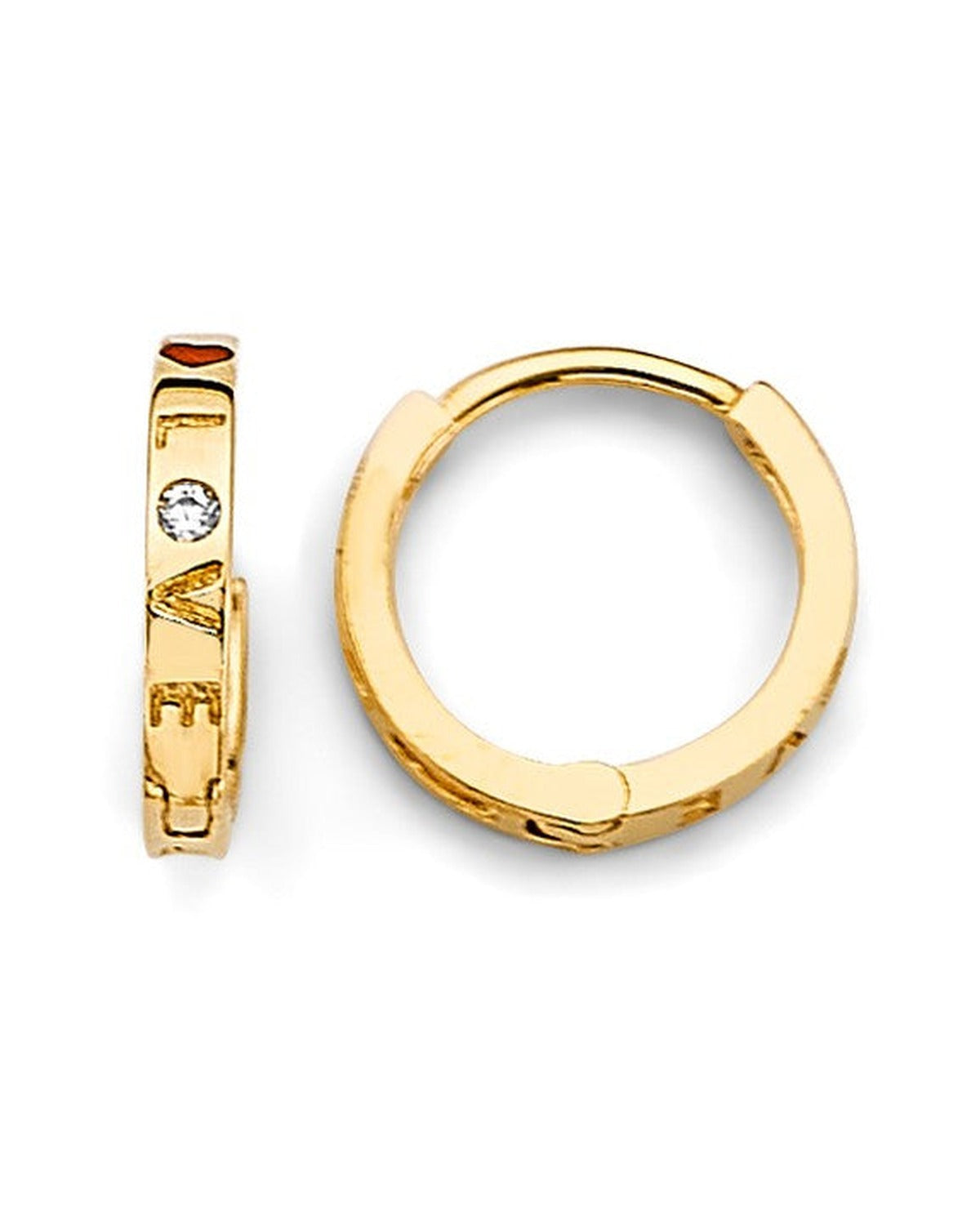 14K Yellow Gold CZ Huggies Earrings (ER-1860)