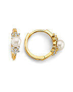 14K Yellow Gold Pearl Huggies Earrings (ER-1862)