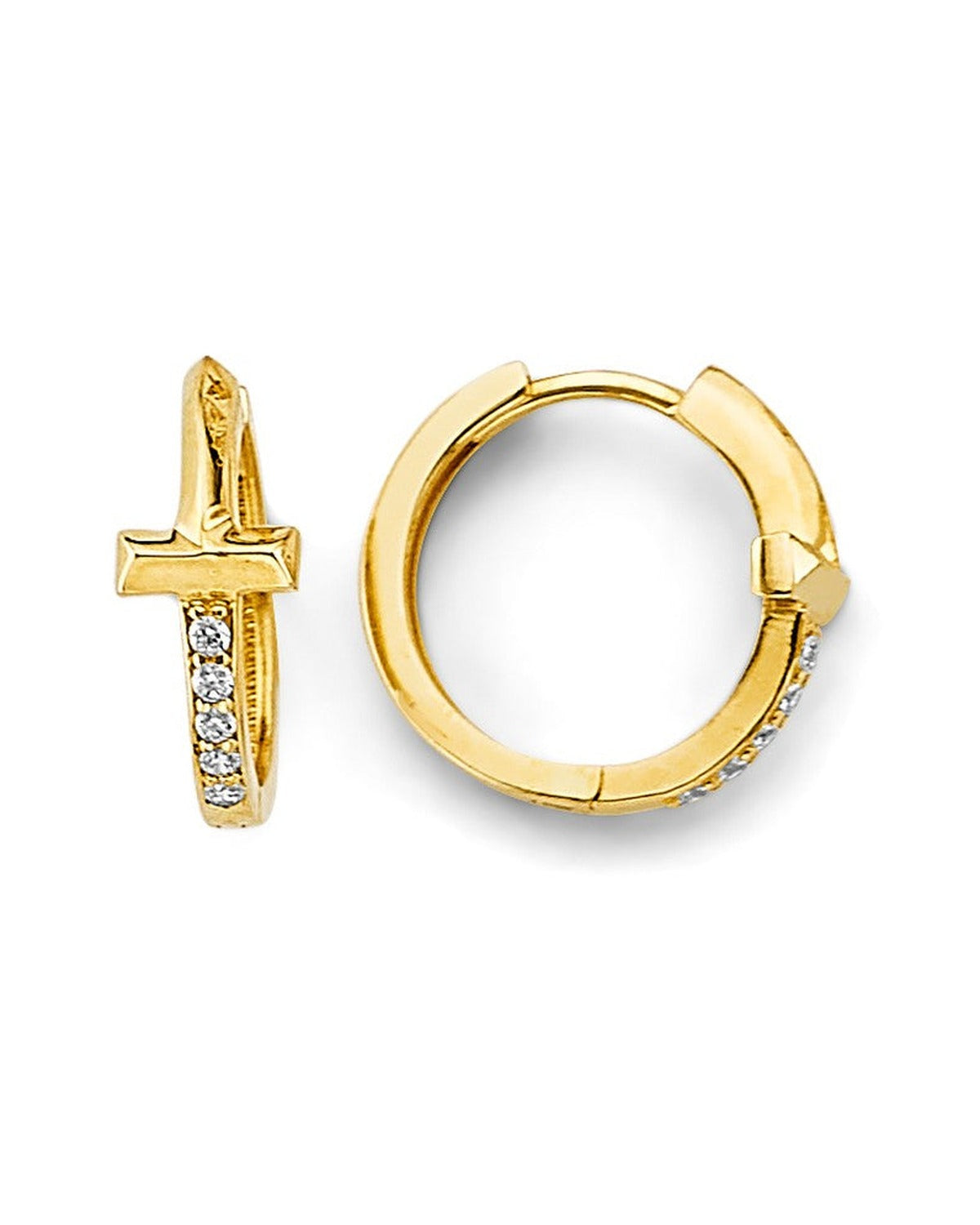 14K Yellow Gold CZ Huggies Earrings (ER-1863)