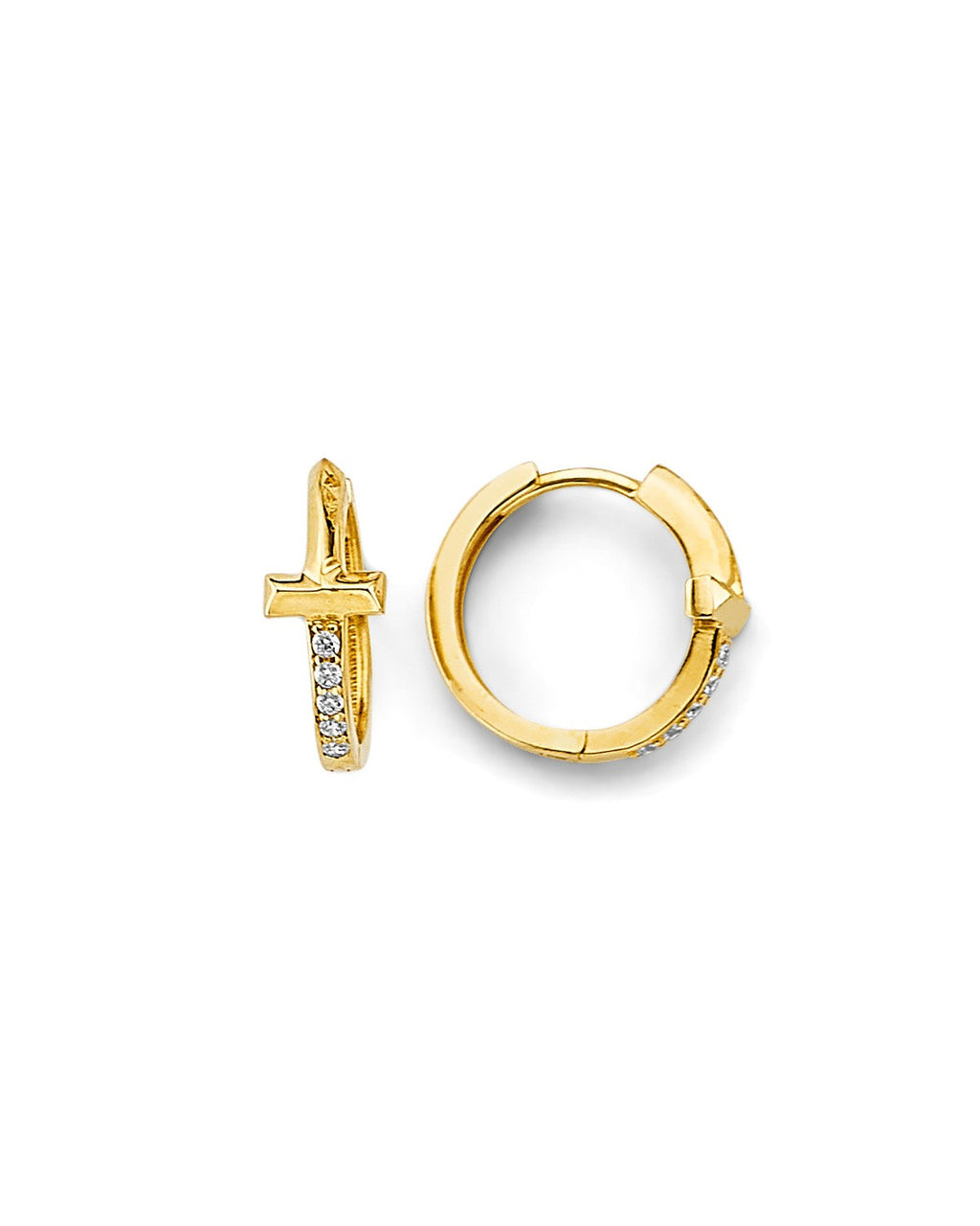 14K Yellow Gold CZ Huggies Earrings (ER-1863)