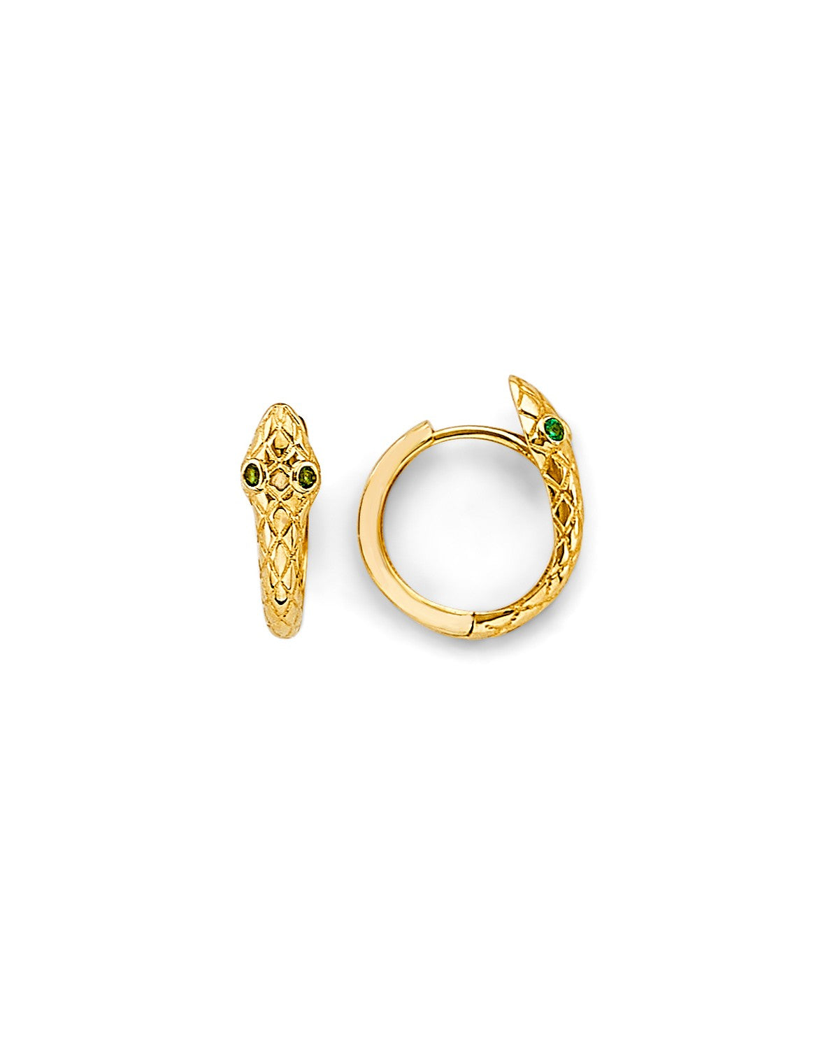 14K Yellow Gold CZ Snake Huggies Earrings (ER-1867)
