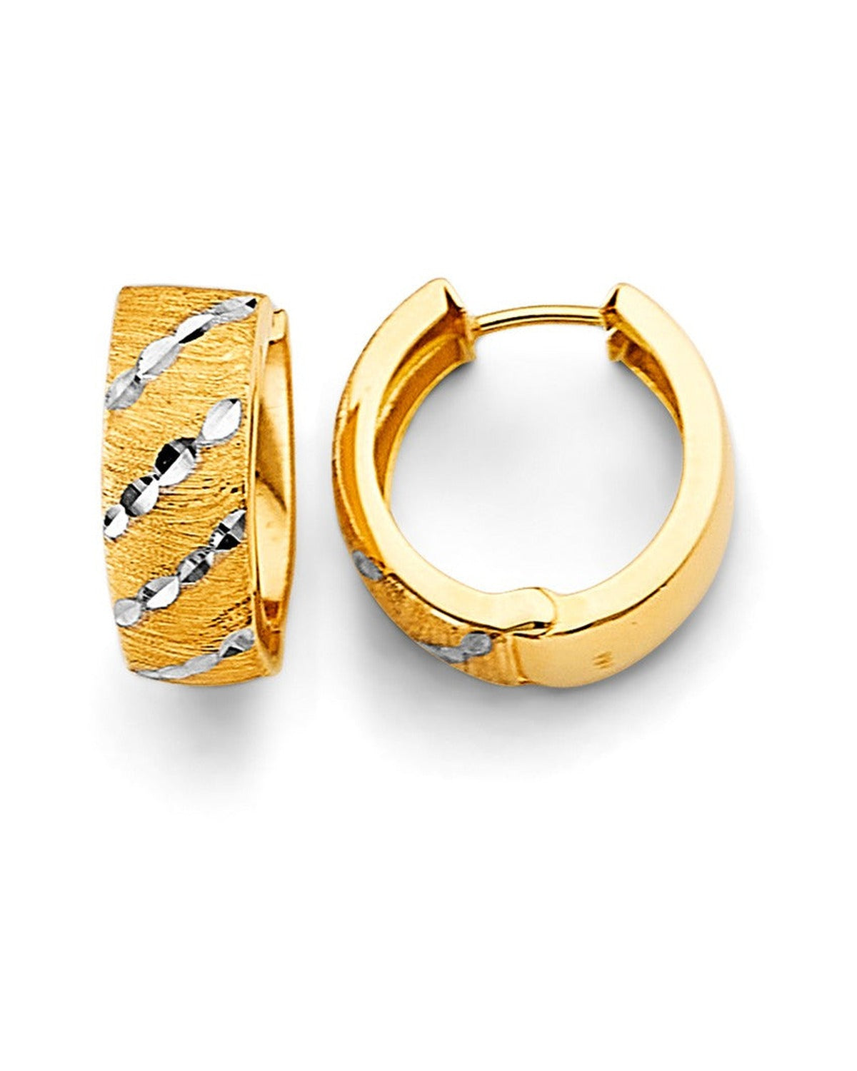 14K Two-Tone Gold 2T Huggies Earrings (ER-1869)