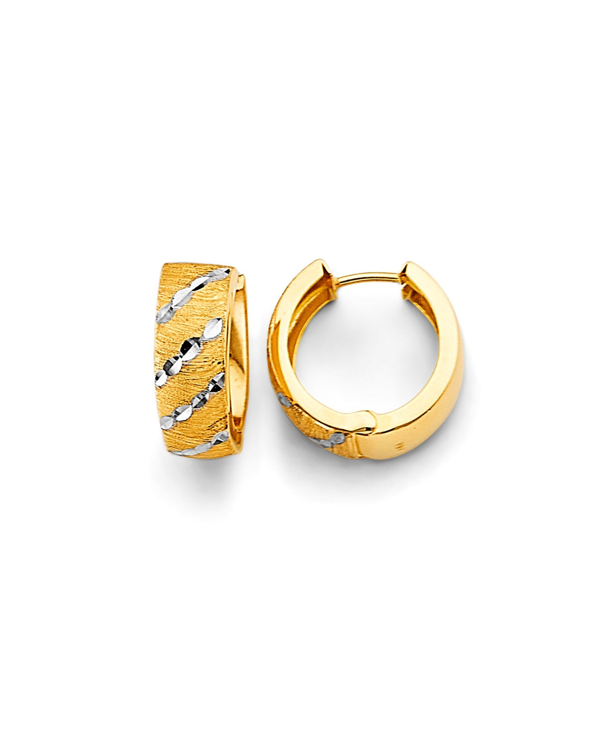 14K Two-Tone Gold 2T Huggies Earrings (ER-1869)