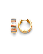 14K Tri-Color Gold 3C Huggies Earrings (ER-1871)