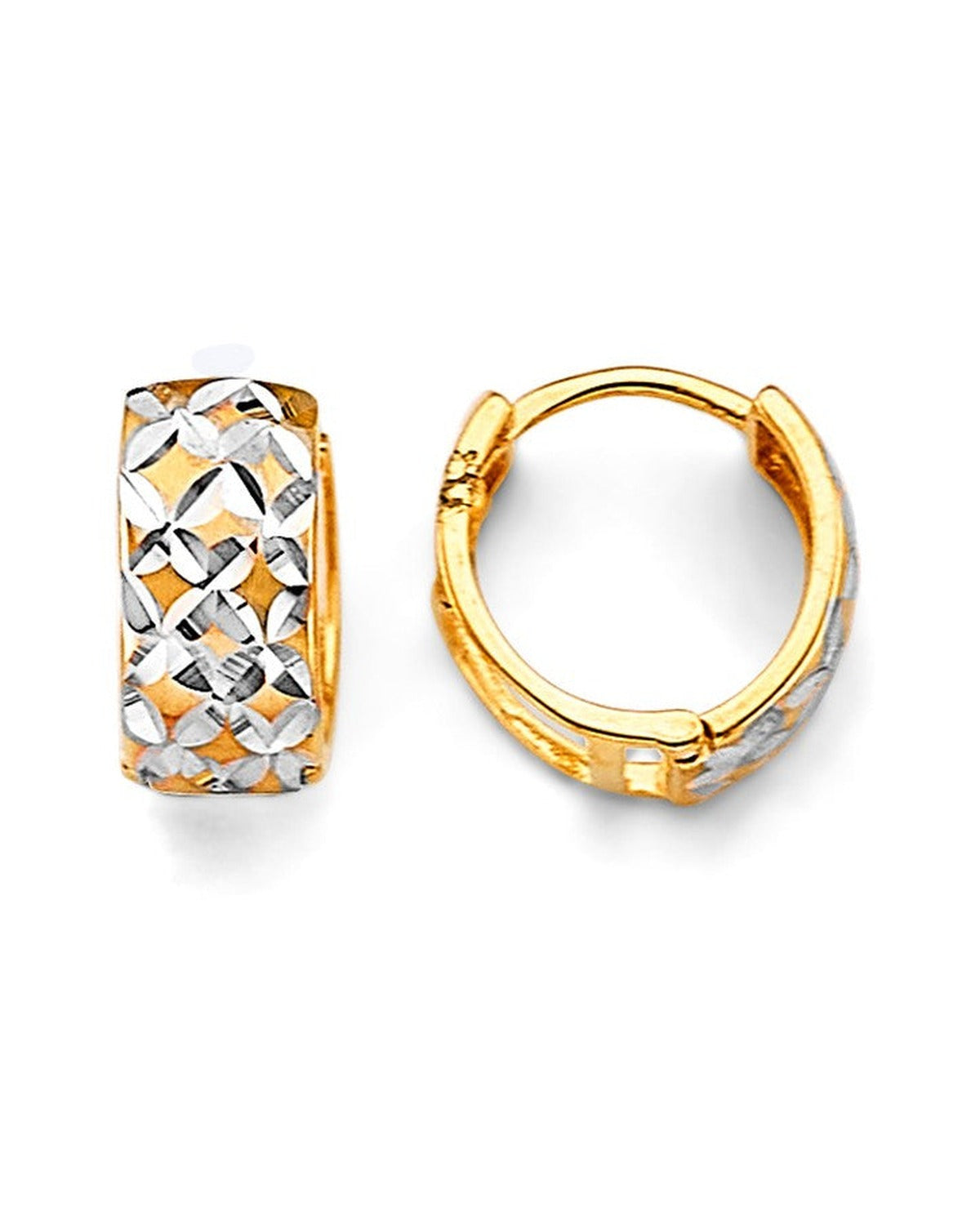 14K Two-Tone Gold 2T Huggies Earrings (ER-1878)