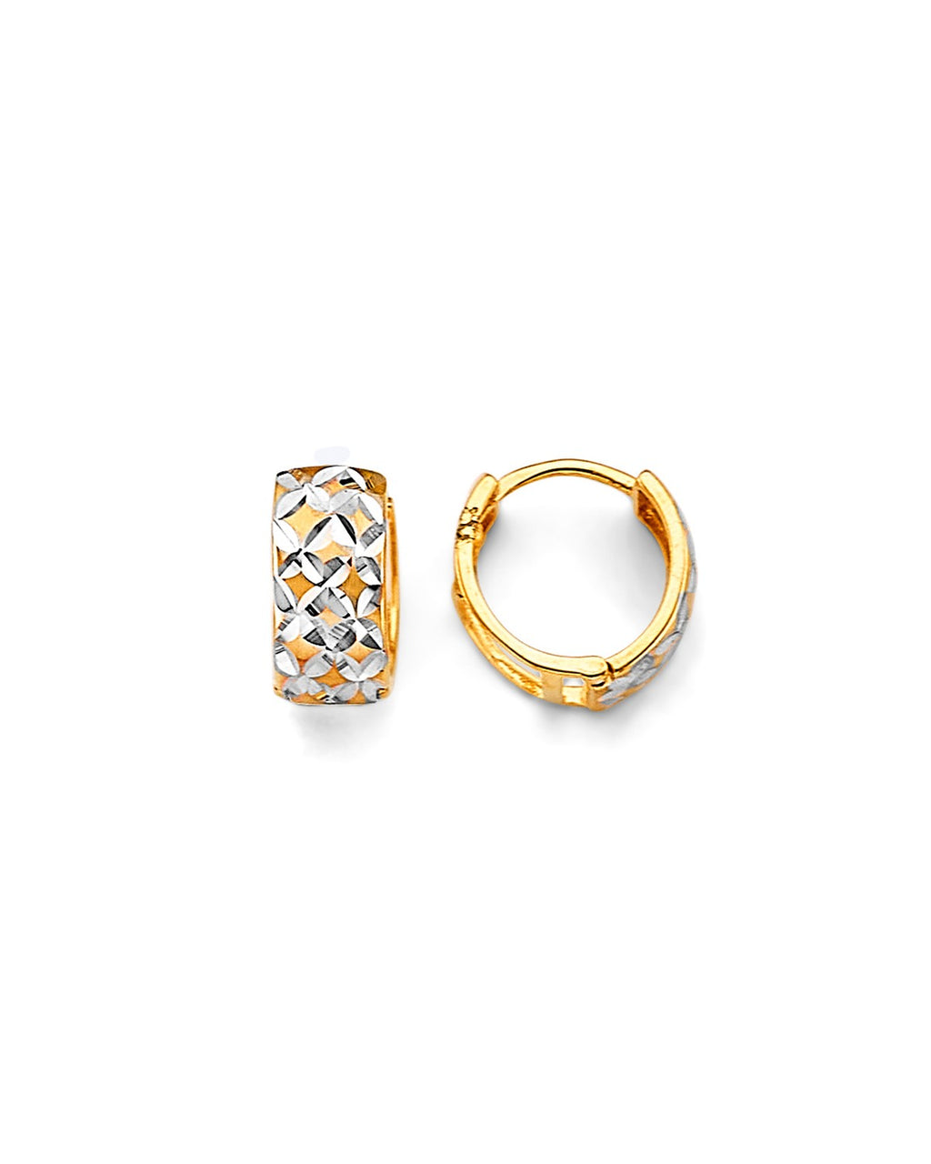 14K Two-Tone Gold 2T Huggies Earrings (ER-1878)