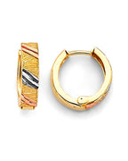 14K Tri-Color Gold 3C Huggies Earrings (ER-1884)