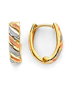 14K Tri-Color Gold 3C Huggies Earrings (ER-1888)