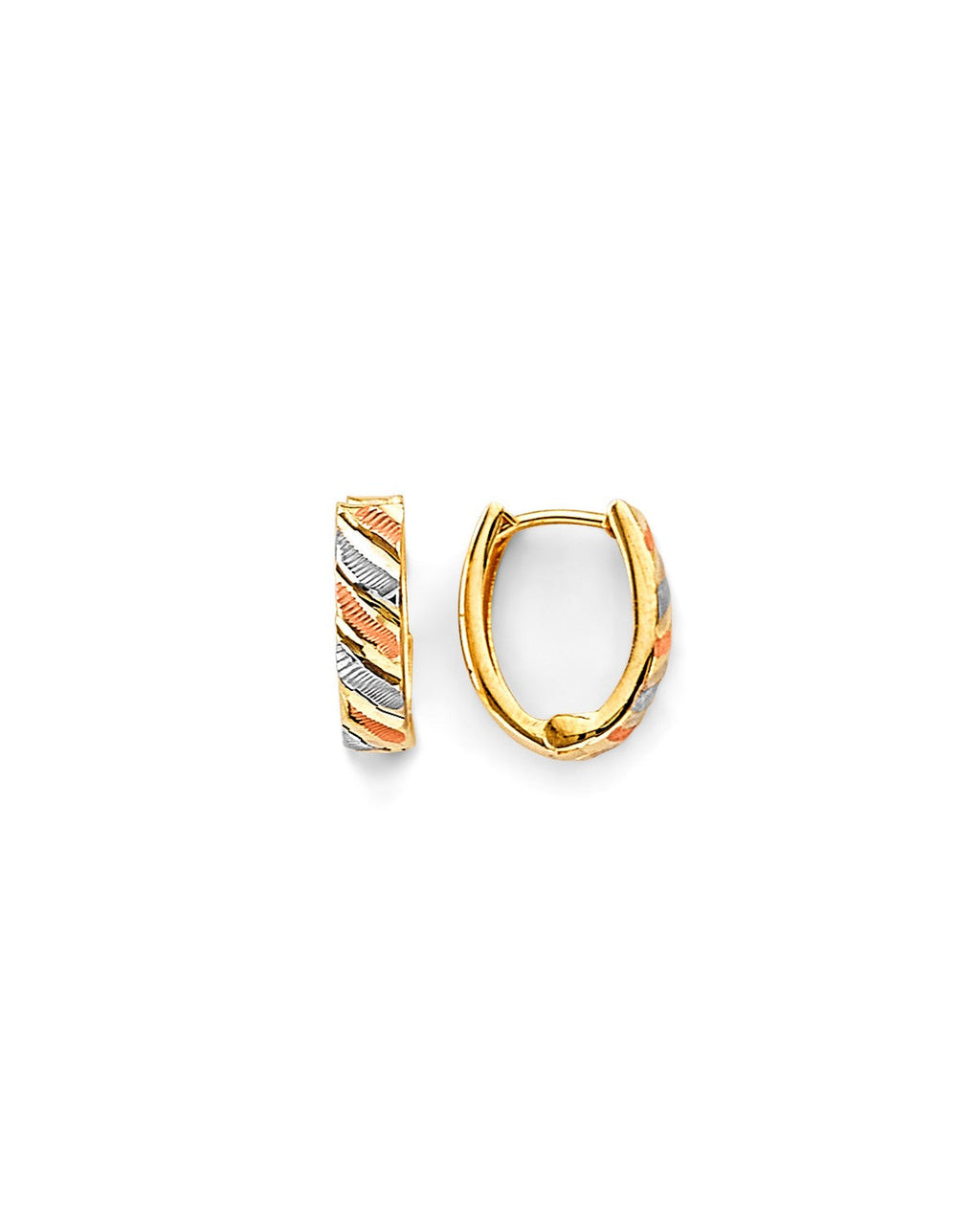 14K Tri-Color Gold 3C Huggies Earrings (ER-1888)