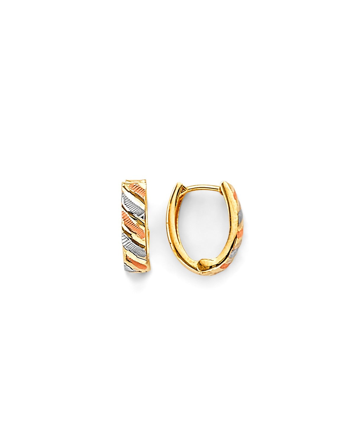 14K Tri-Color Gold 3C Huggies Earrings (ER-1888)