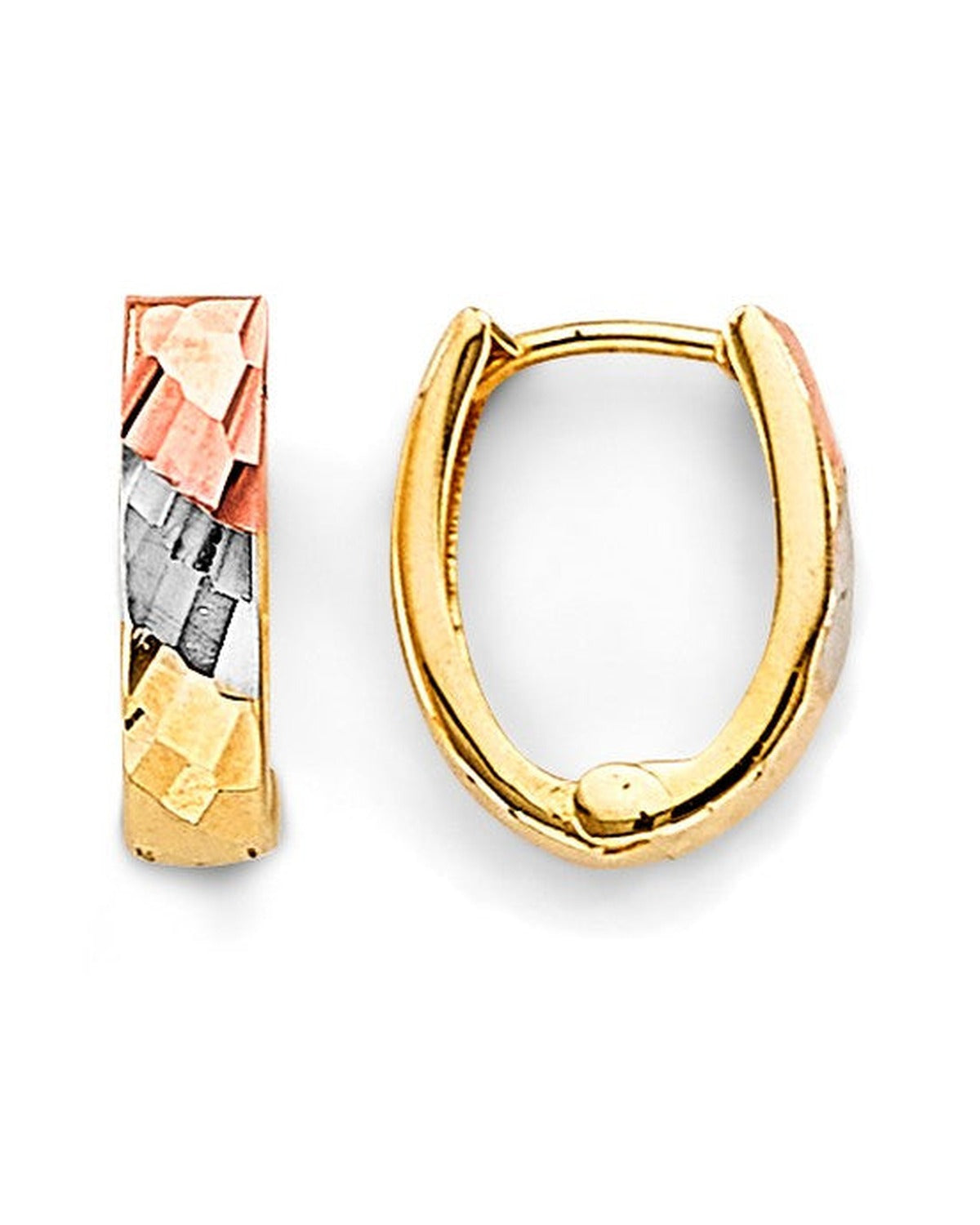 14K Tri-Color Gold 3C Huggies Earrings (ER-1890)