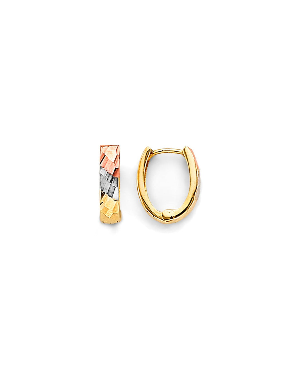 14K Tri-Color Gold 3C Huggies Earrings (ER-1890)