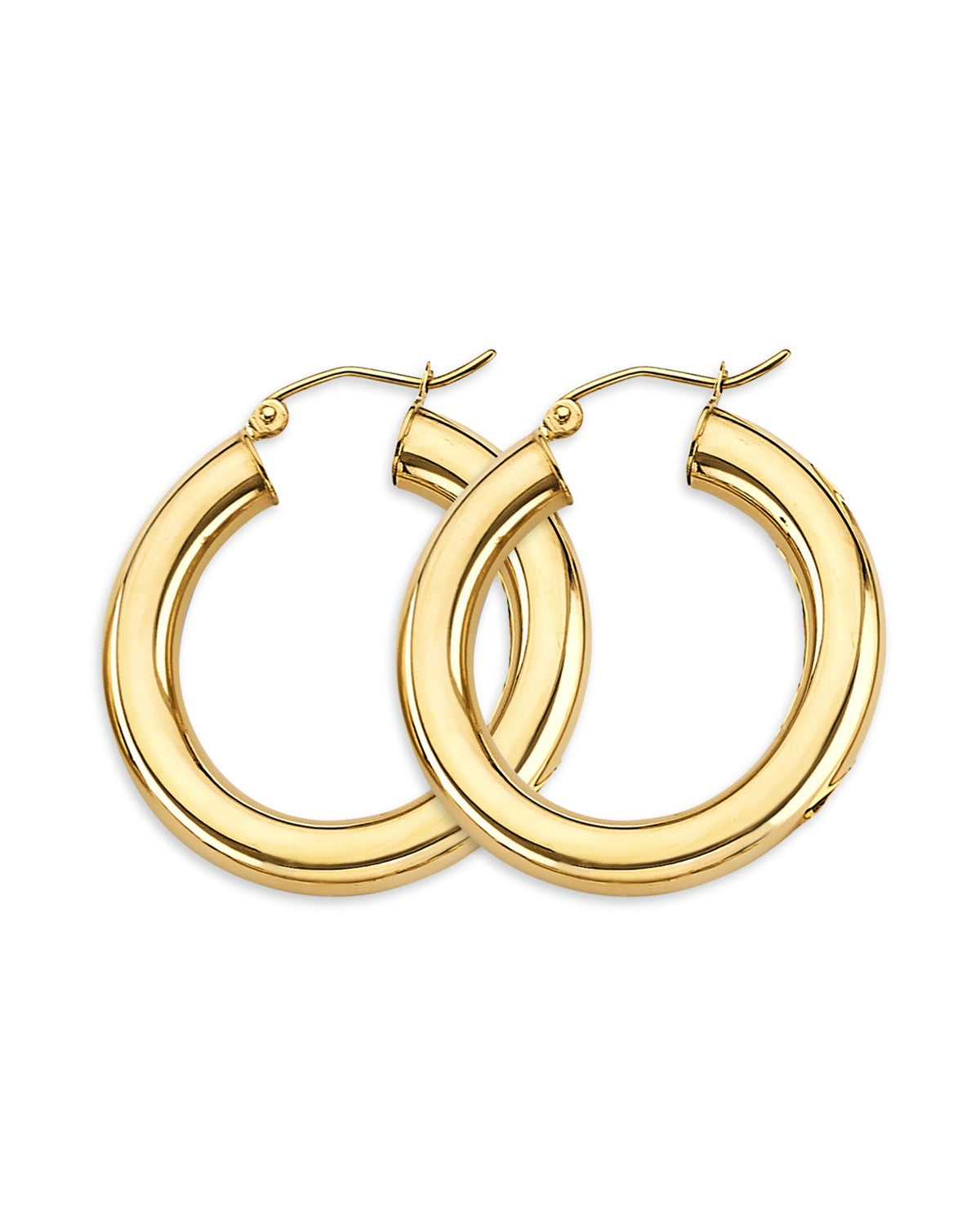 14K Yellow Gold 4.5mm Polish Round Tube Hoop Earrings (ER-1897)