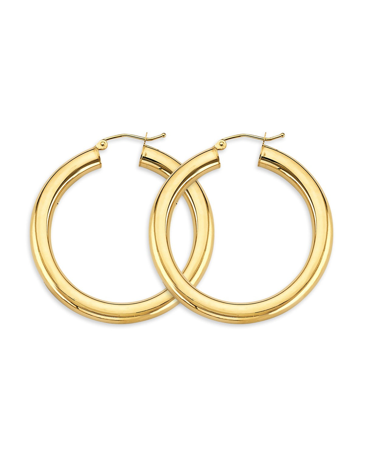 14K Yellow Gold 4.5mm Polish Round Tube Hoop Earrings (ER-1898)