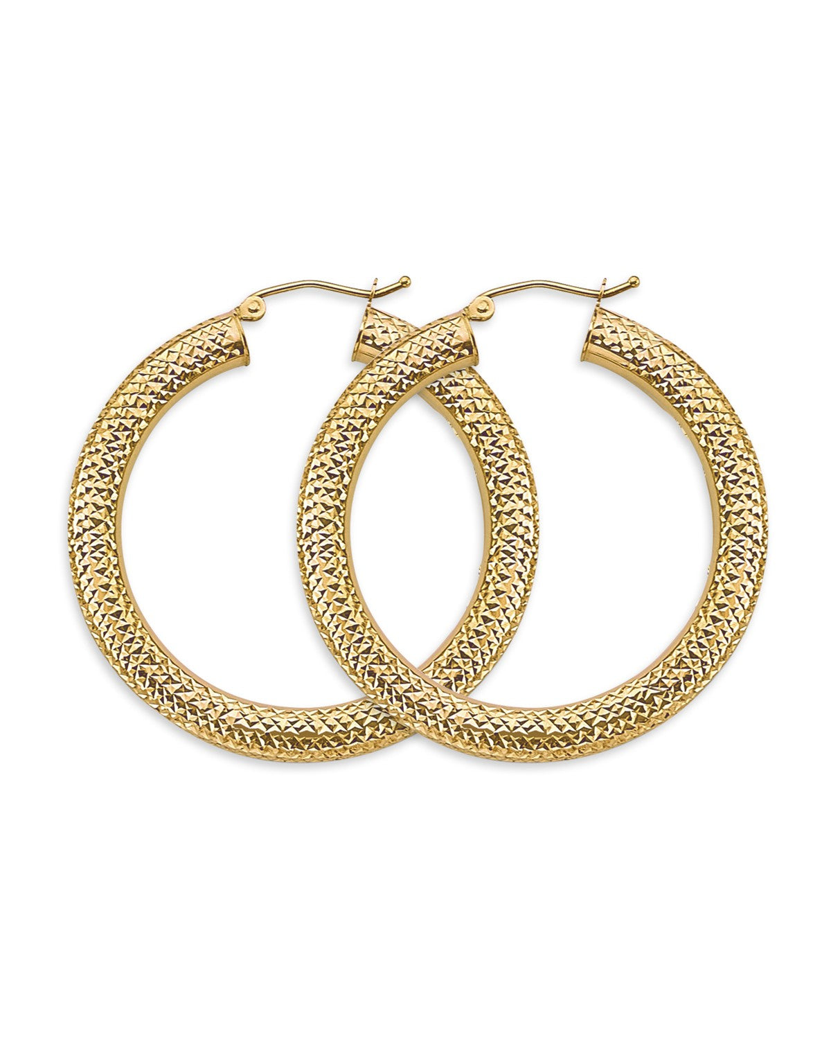 14K Yellow Gold 4.5mm DC Round Tube Hoop Earrings (ER-1899)