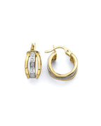 14K Two-Tone Gold 2T Greek Design Huggies Earrings (ER-1903)
