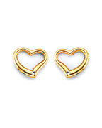 14K Yellow Gold CZ Heart Push Back Earrings (ER-1933)