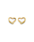 14K Yellow Gold CZ Heart Push Back Earrings (ER-1933)