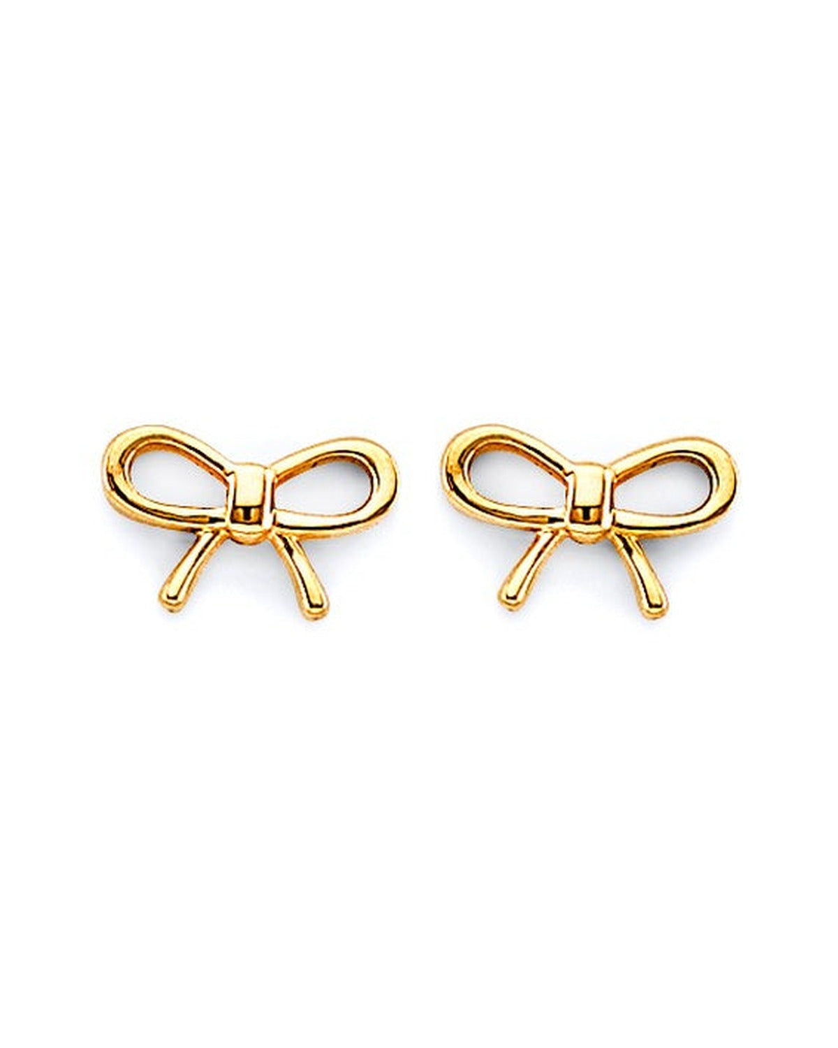 14K Yellow Gold Ribbon Push Back Earrings (ER-1944)