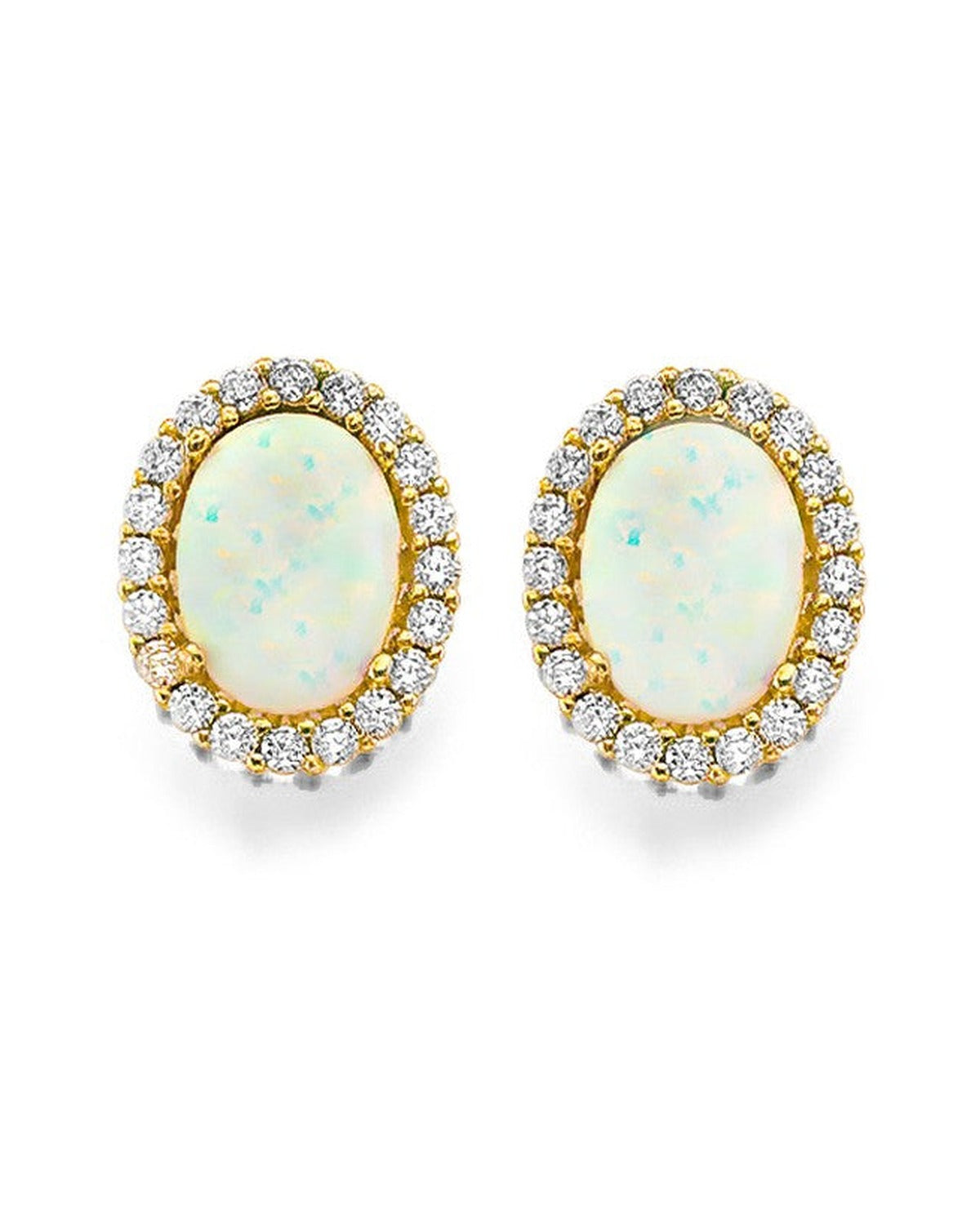 14K Yellow Gold CZ Opal Earrings/Set (ER-1958)