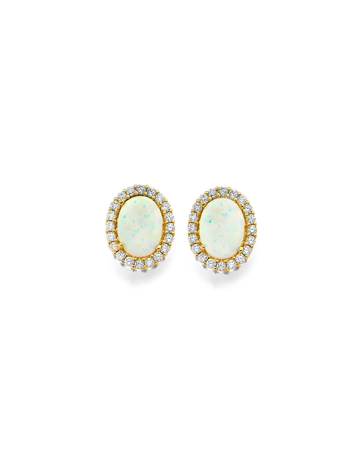 14K Yellow Gold CZ Opal Earrings/Set (ER-1958)