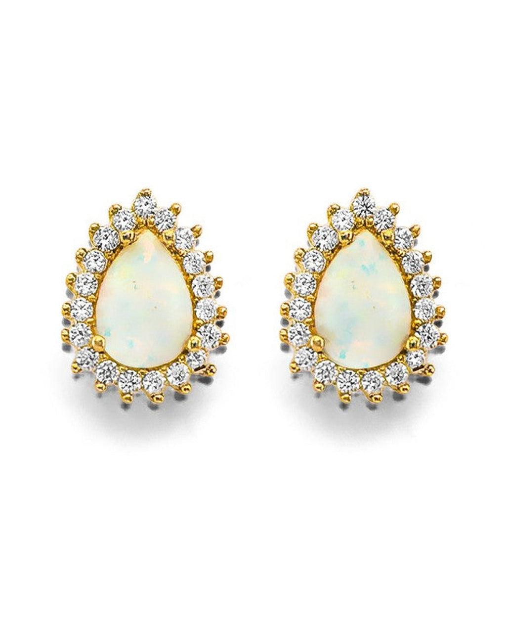 14K Yellow Gold CZ Opal Earrings/Set (ER-1959)