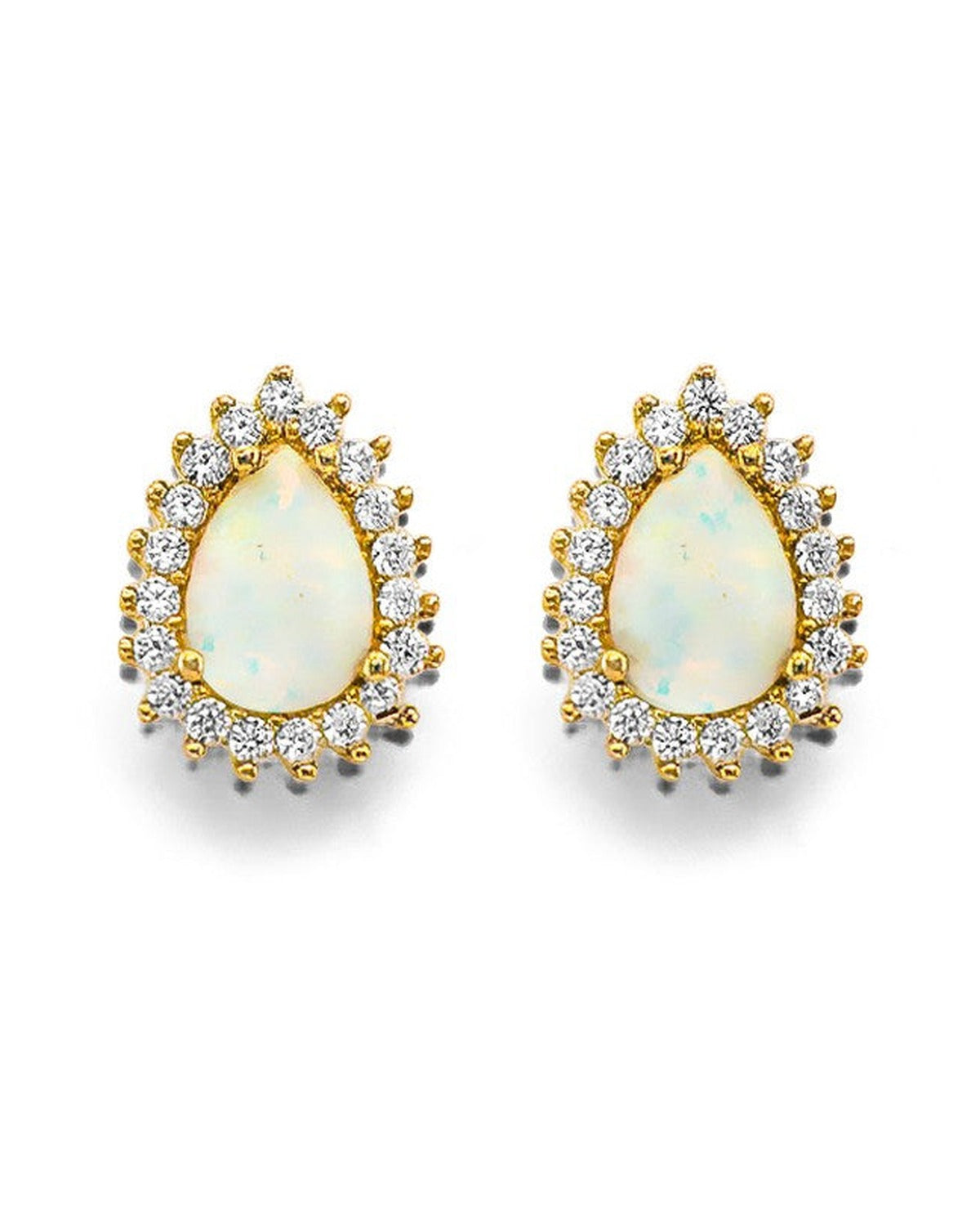 14K Yellow Gold CZ Opal Earrings/Set (ER-1959)