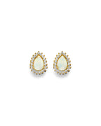 14K Yellow Gold CZ Opal Earrings/Set (ER-1959)
