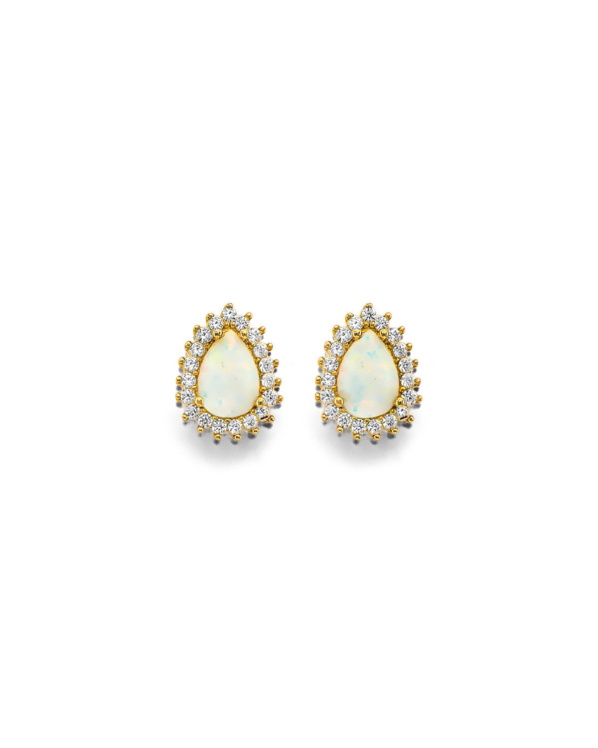 14K Yellow Gold CZ Opal Earrings/Set (ER-1959)