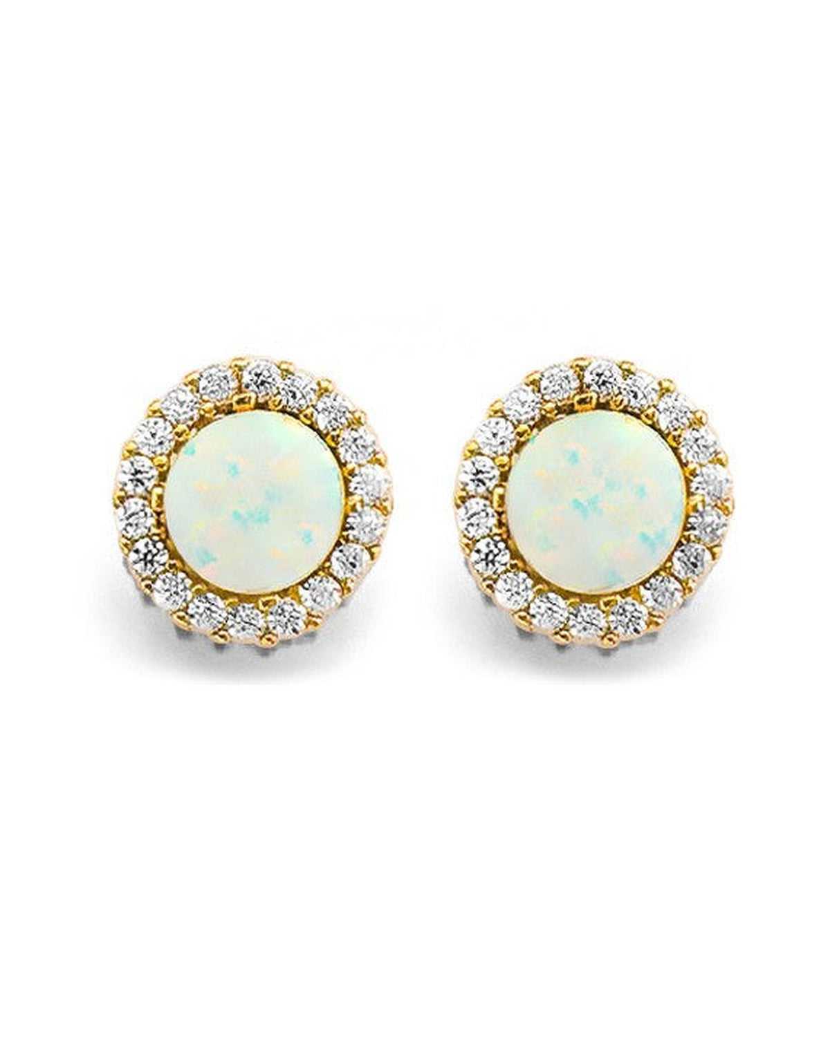 14K Yellow Gold CZ Opal Earrings/Set (ER-1960)