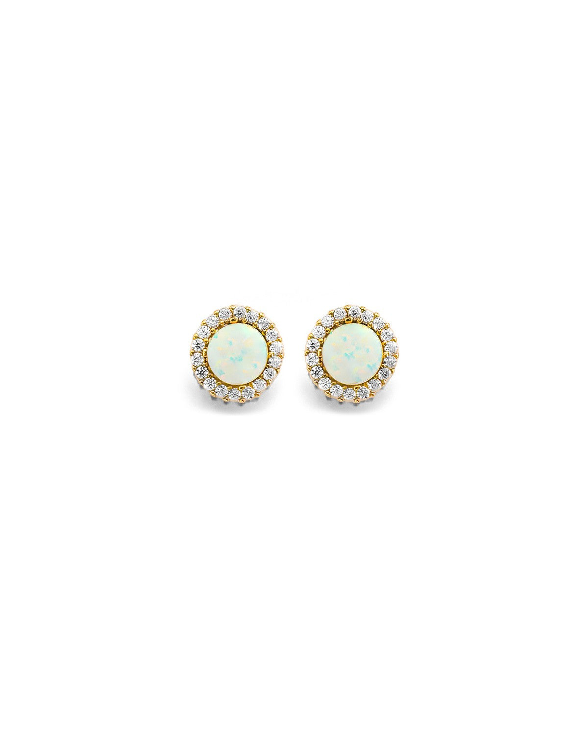 14K Yellow Gold CZ Opal Earrings/Set (ER-1960)