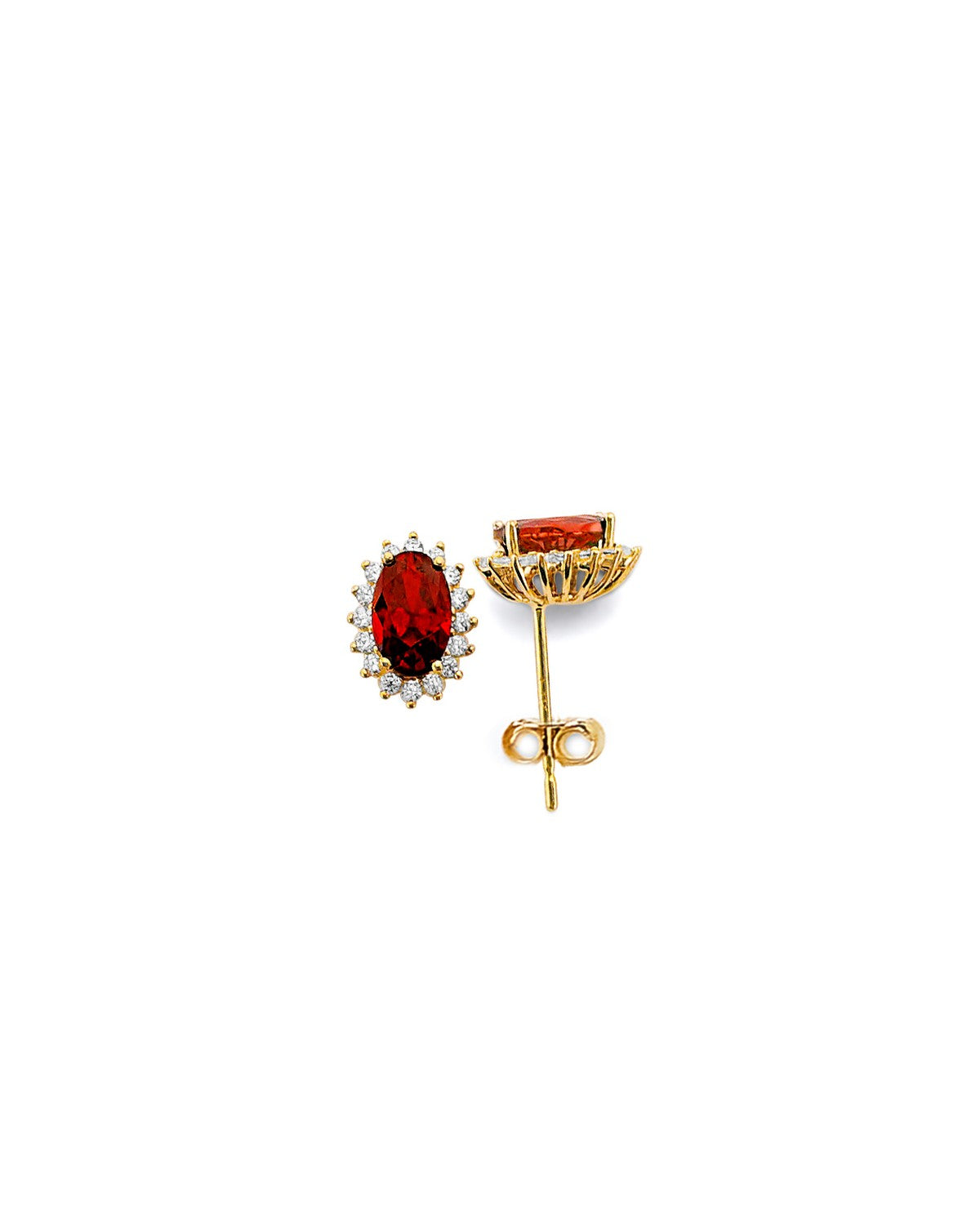 14K Yellow Gold CZ Oval Birth Stone Earrings (ER-1963)
