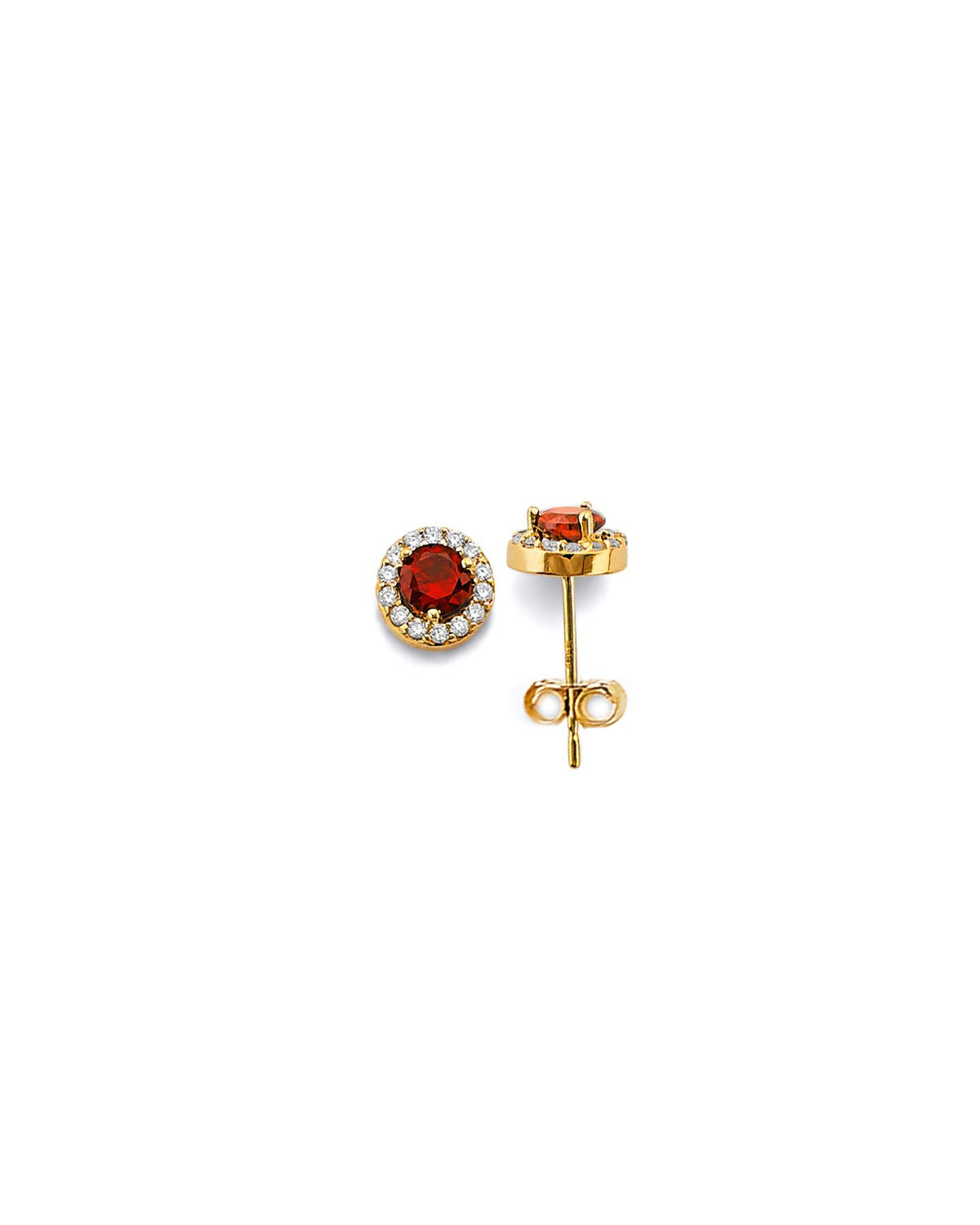 14K Yellow Gold CZ Round Birth Stone Earrings (ER-1964)