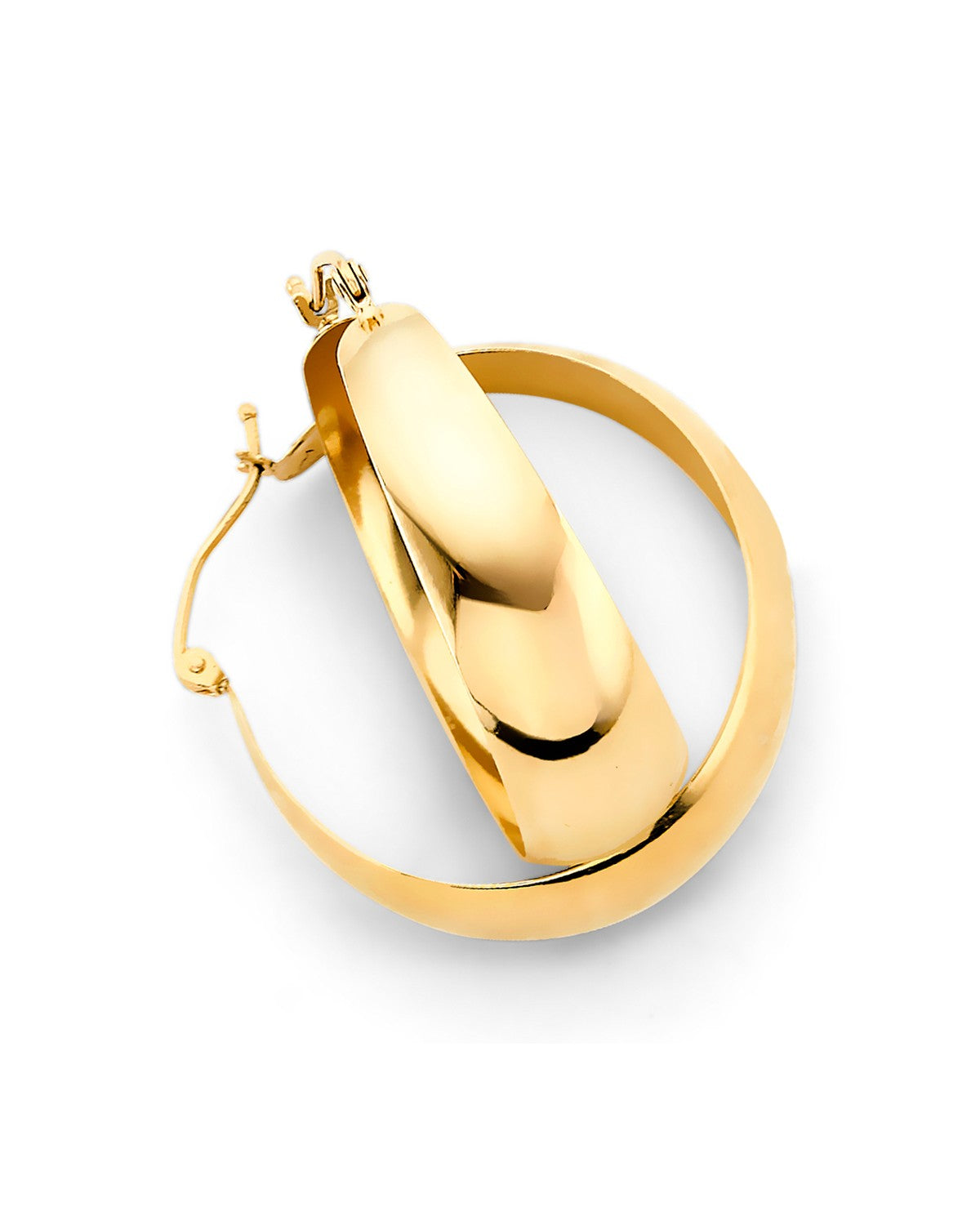 14K Yellow Gold Graduated Plain Polish Hoop Earrings (ER-1966)