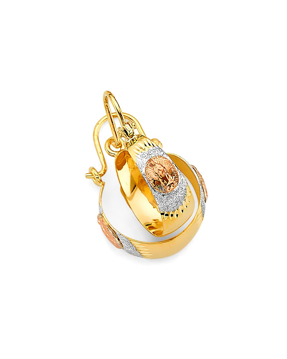 14K Tri-Color Gold 3C Guadalupe Graduated Hoop Earrings (ER-1969)