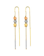 14K Tri-Color Gold 3C Star Double Line Earrings (ER-2001)