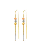 14K Tri-Color Gold 3C Star Double Line Earrings (ER-2001)