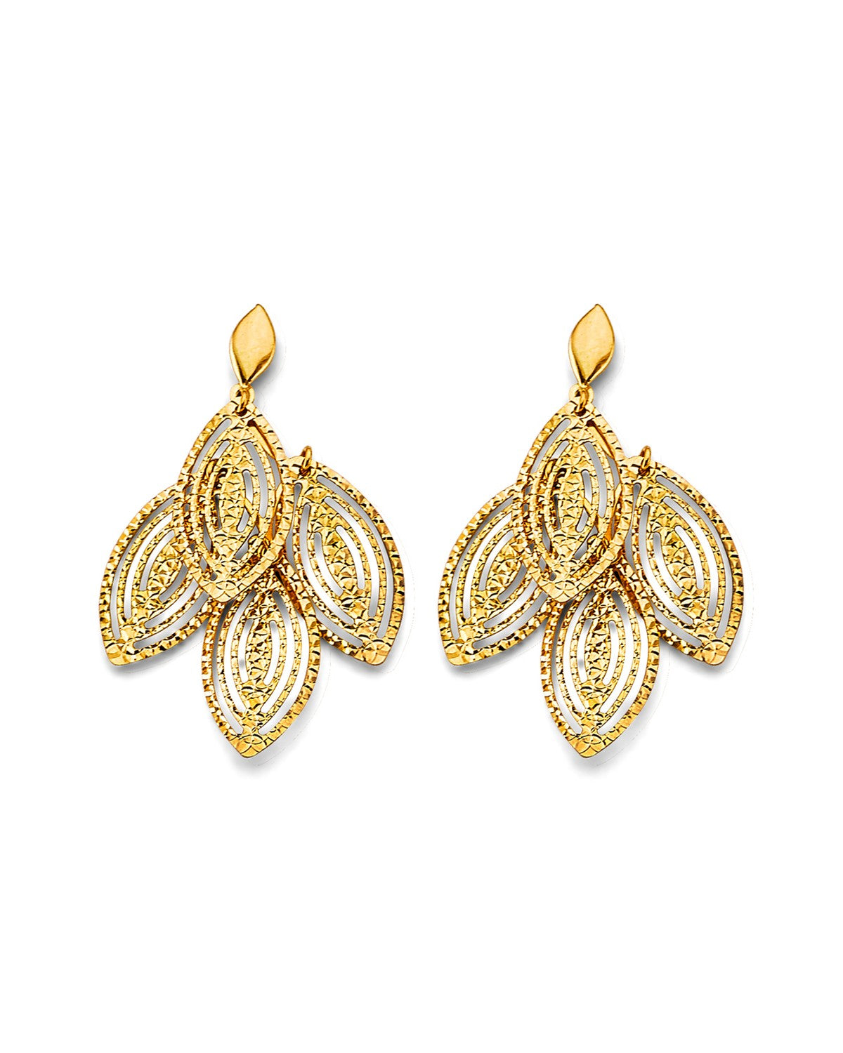 14K Yellow Gold Fancy DC Leaf Earrings (ER-2006)