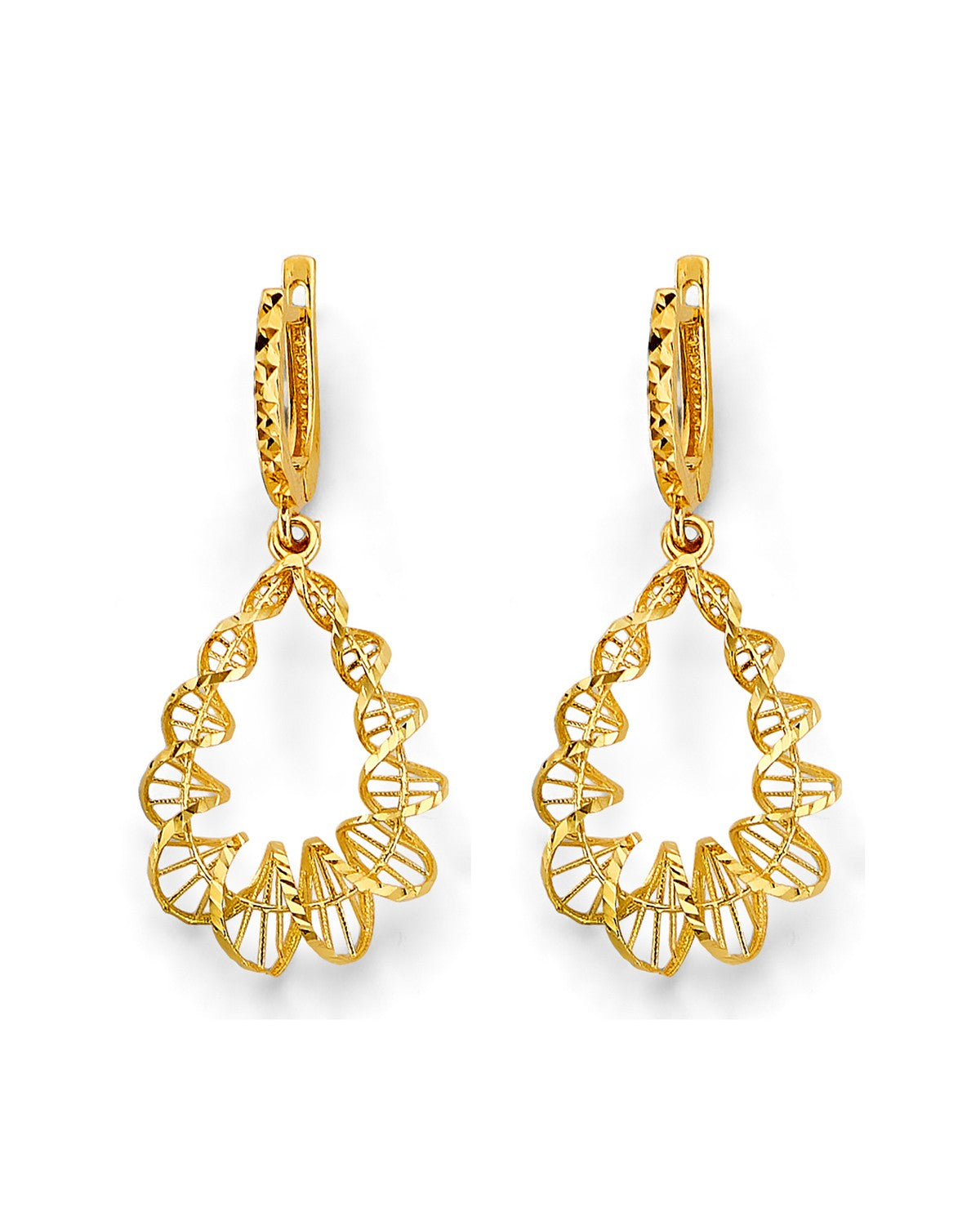 14K Yellow Gold Fancy Hanging Twist Earrings (ER-2007)