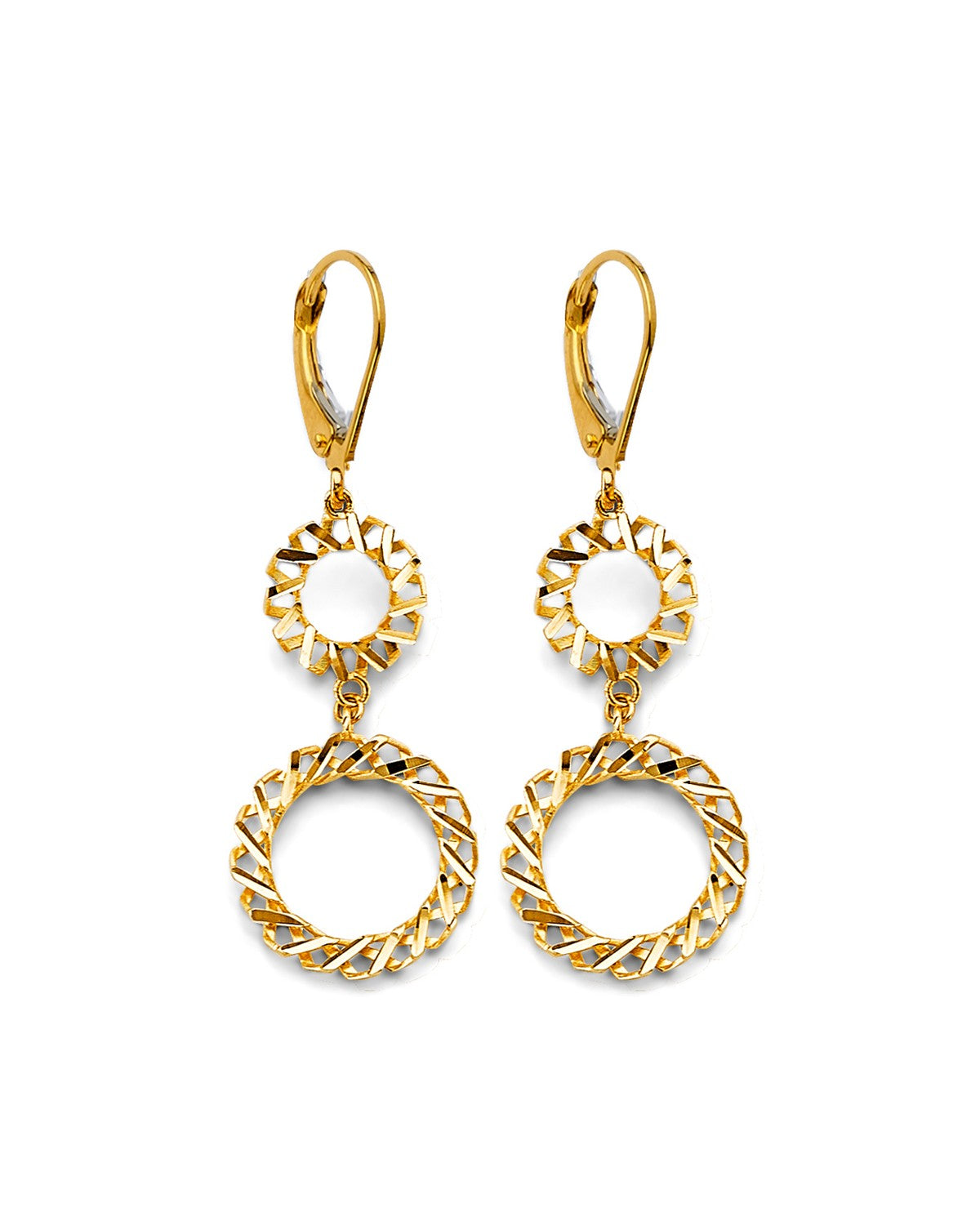 14K Yellow Gold Fancy Hanging Circle Earrings (ER-2008)