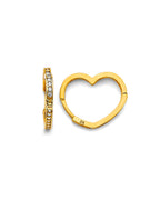 14K Yellow Gold CZ Heart Shape Huggies Earrings (ER-2015)