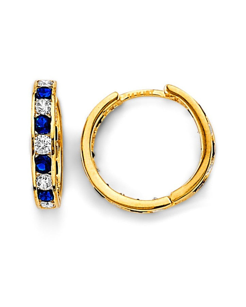 14K Yellow Gold CZ Channel Huggies Earrings (ER-2016)
